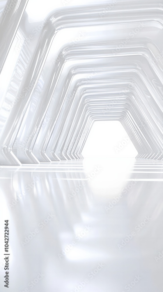 Obraz premium Exploring the Ethereal Depths of a Sleek White Architectural Passageway