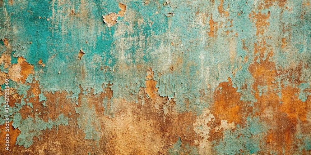high angle view of weathered teal and brown painted wall texture high angle view of weathered teal and brown painted wall texture