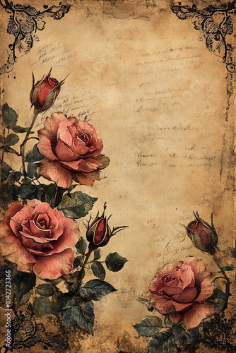 Elegant vintage roses a timeless floral design perfect for invitations and decorative art prints