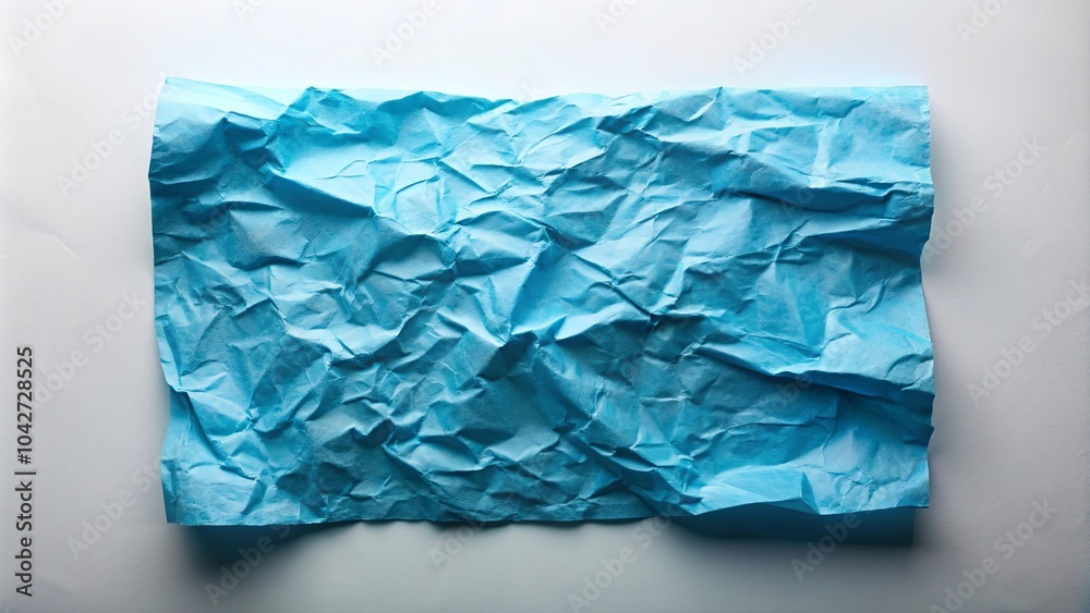 Obraz premium A crumpled sheet of light blue paper with soft, uneven creases and a textured surface.