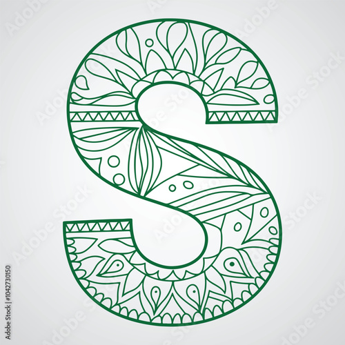 Decorative Letter S with Abstract Mandala Elements photo