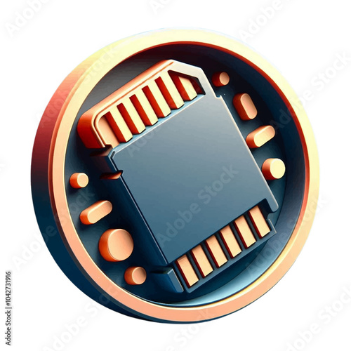 3d Memory Card Icon in circle