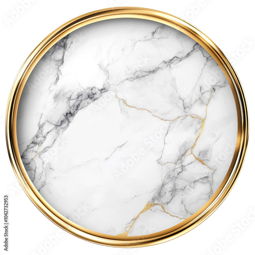 Luxurious round frame with gold accents and marble background, perfect for elegant designs. combination of gold and marble creates sophisticated and timeless look