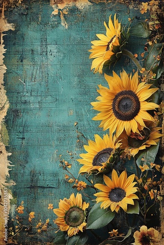 Captivating sunflowers a vintage-inspired floral artwork that brightens any space with natural beauty and charm