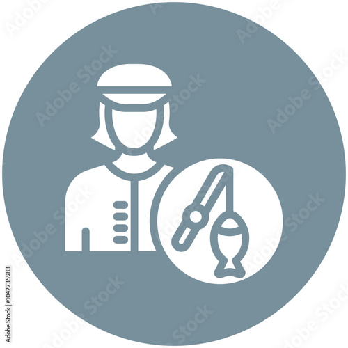 Fisherwoman vector icon illustration of Fishing iconset.