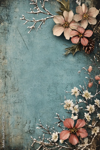 Delicate floral arrangement on a vintage textured background perfect for elegant design projects and nature-inspired creations