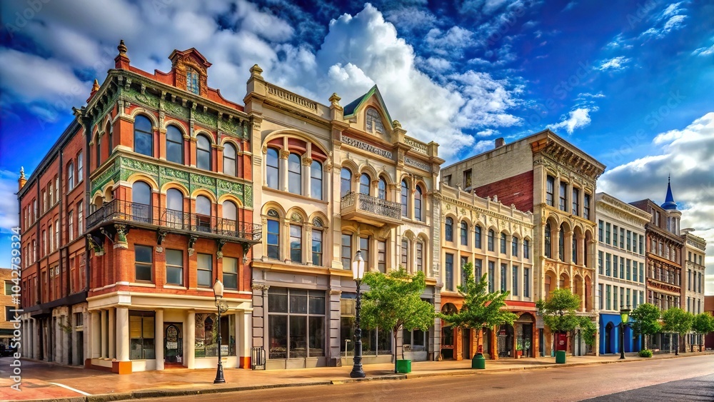 Historic downtown buildings in Shreveport, Louisiana featuring symmetrical architecture Historic downtown buildings in Shreveport, Louisiana featuring symmetrical architecture