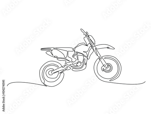 Continuous one line drawing of supercross motocross. motobike extreme sport single line art vector illustration. Editable vector.
