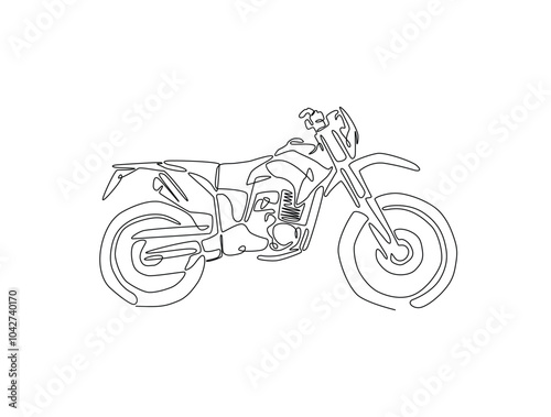 Continuous one line drawing of supercross motocross. motobike extreme sport single line art vector illustration. Editable vector.