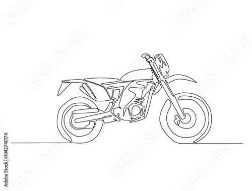 Continuous one line drawing of supercross motocross. motobike extreme sport single line art vector illustration. Editable vector.