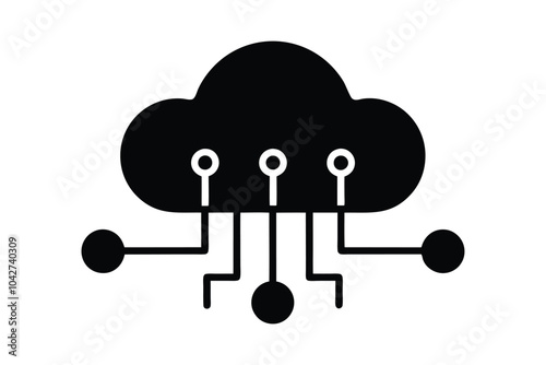 computer network cloud icon vector silhouette