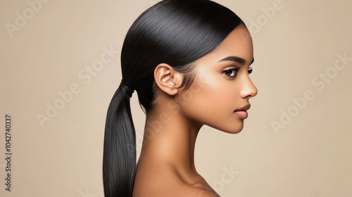 Elegant Profile of a Woman with Sleek Hair