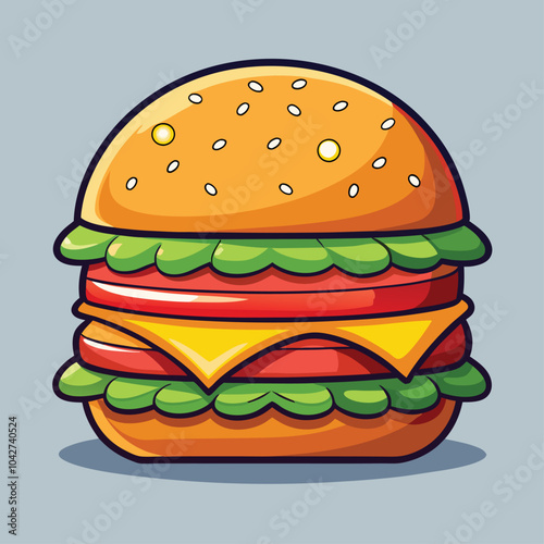 Hamburger Cartoon Style Vector Illustration