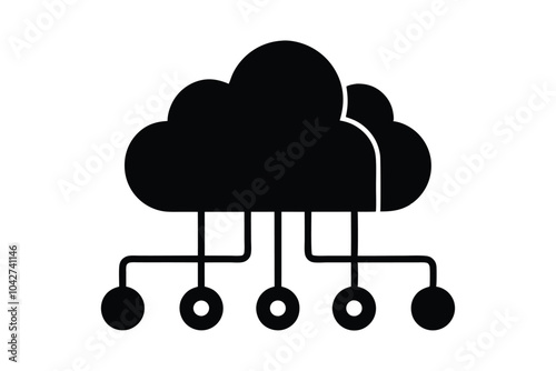 computer network cloud icon vector silhouette