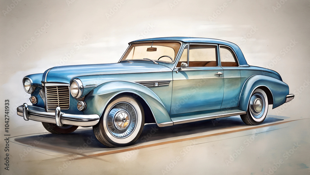 Fototapeta premium hand drawn design of vintage a car