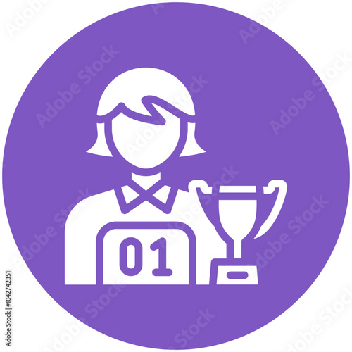 Champion Female vector icon illustration of Achievements iconset.