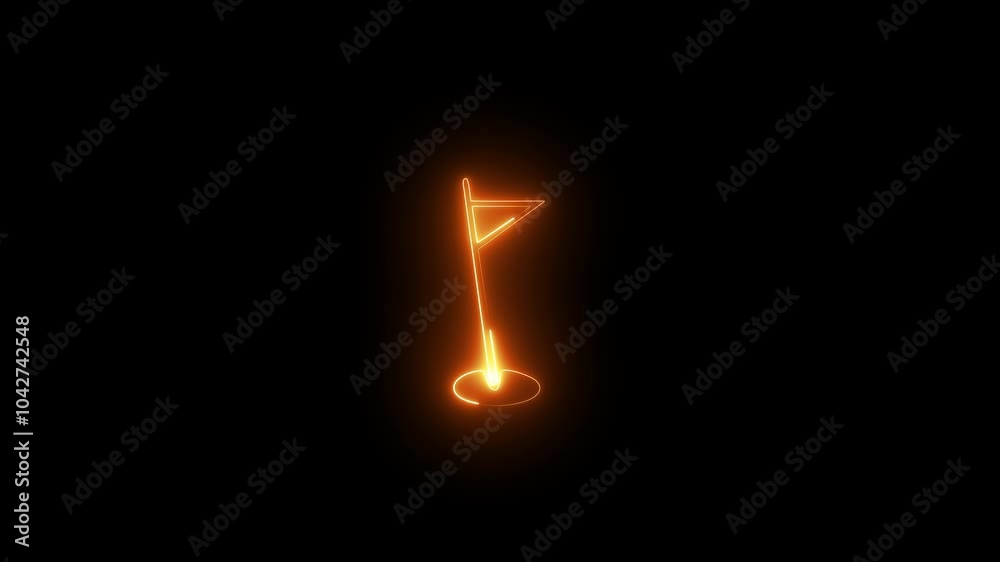 Neon glowing Abstract free flag icon looping animation on black background, brown color free flag icon concept Neon glowing Abstract free flag icon looping animation on black background, brown color free flag icon concept