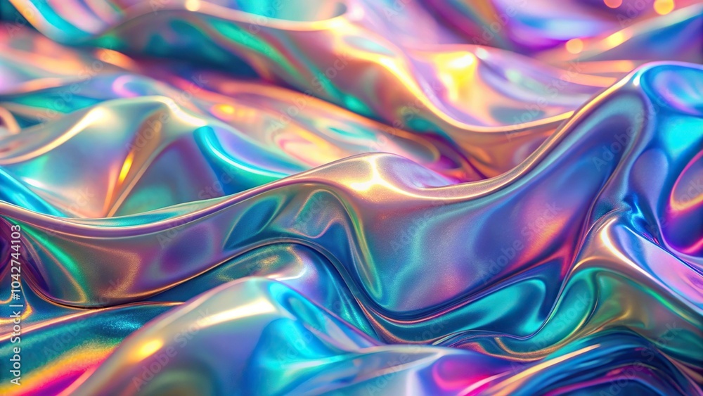 Holographic iridescent background with a low angle view