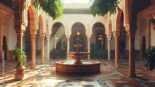 Andalusian courtyard at sunrise