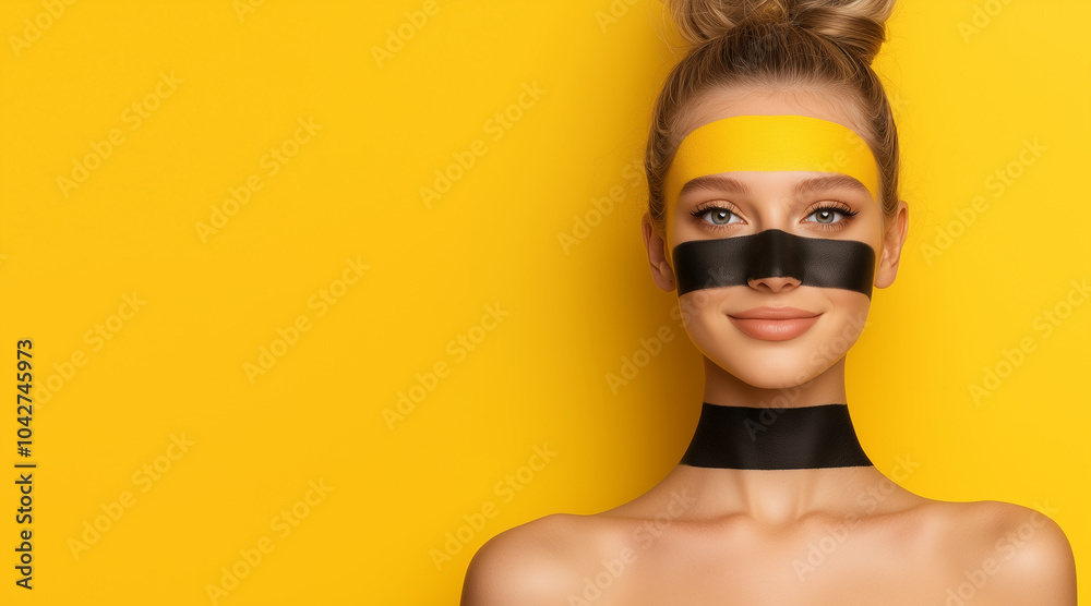 face, yellow, black , beautiful , minimalism face, yellow, black , beautiful , minimalism