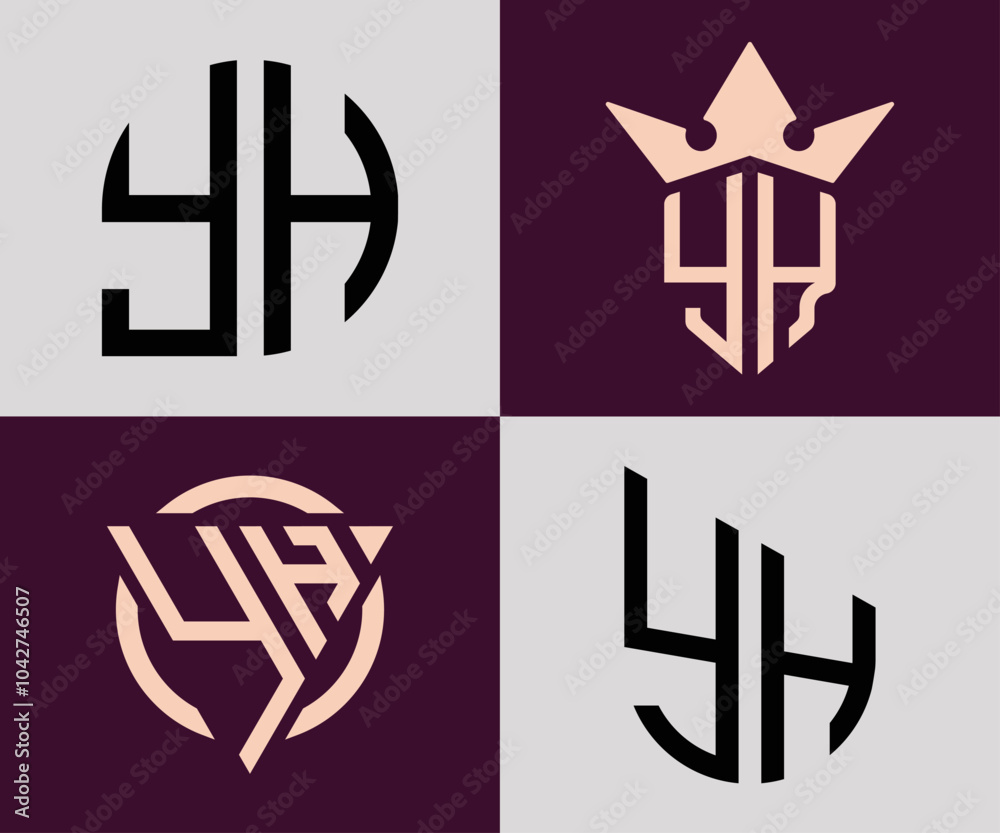 Obraz premium Creative simple Initial Letters YH Logo Designs Bundle.