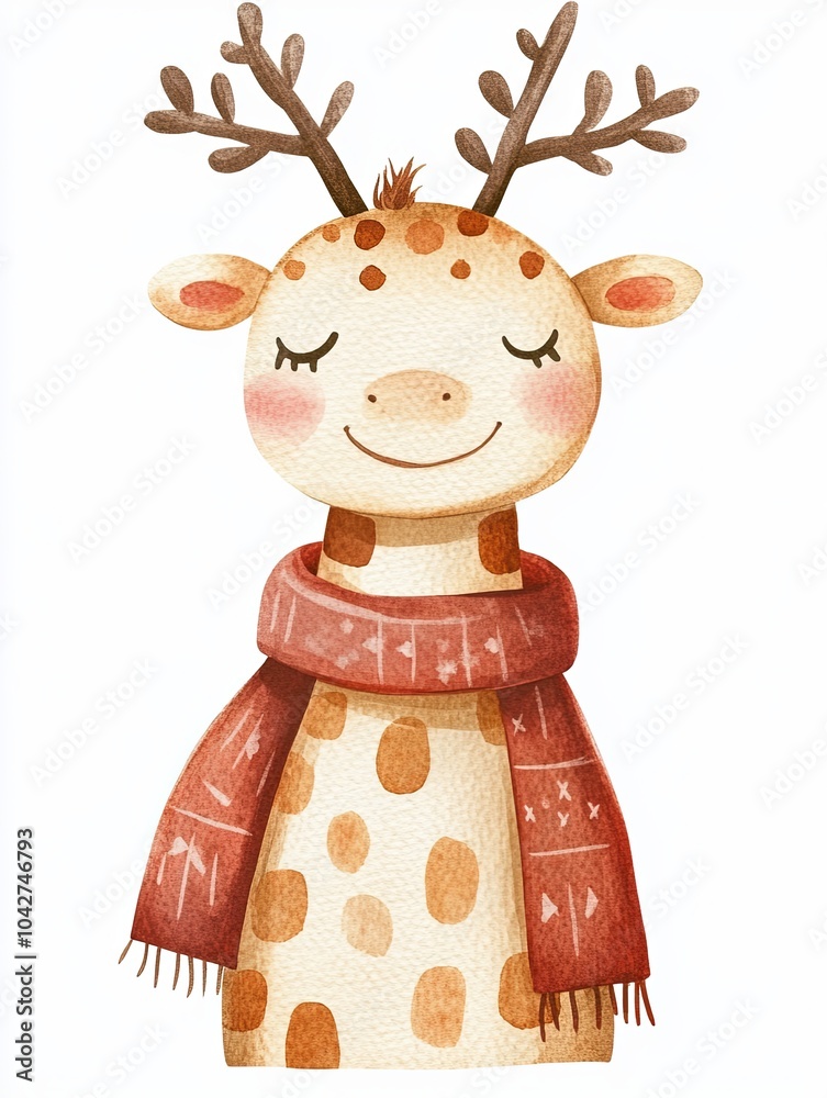 Cheerful giraffe character in a cozy scarf Cheerful giraffe character in a cozy scarf
