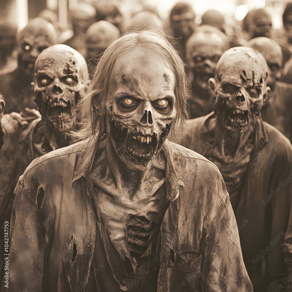 Group of Zombies in Classic Horror Movie Style Group of Zombies in Classic Horror Movie Style