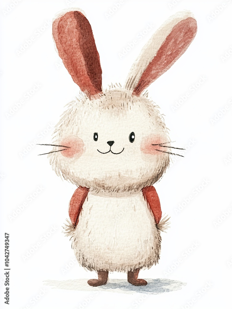 Fototapeta premium Cute cartoon rabbit character with fluffy fur
