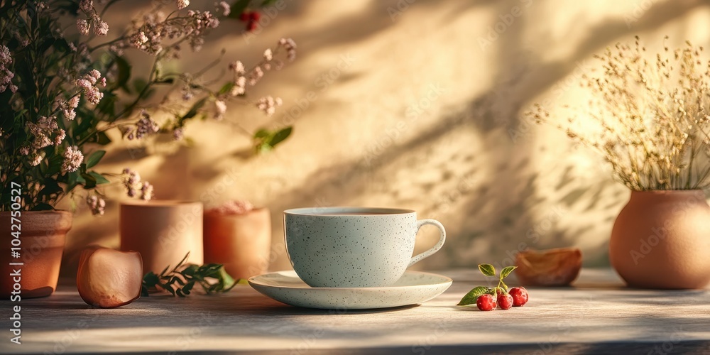 a cup and saucer on a table