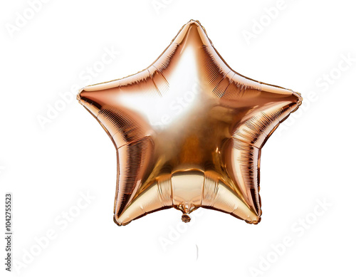 Multicolored and shiny star-shaped party balloon. With white background