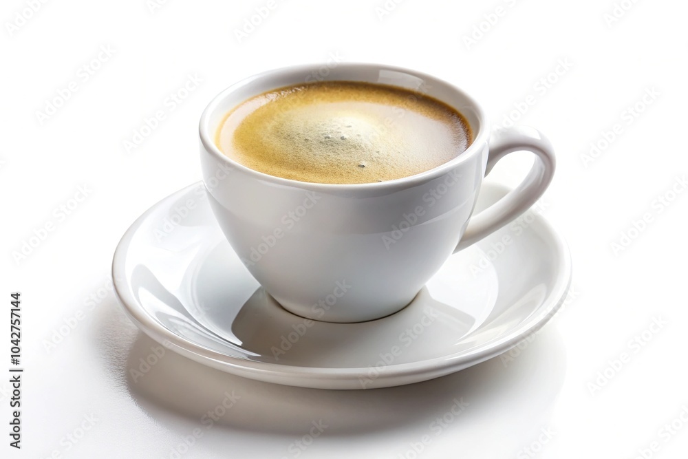 Hot cup of coffee with shallow depth of field on white background Hot cup of coffee with shallow depth of field on white background