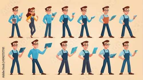 set of people Cartoon Character Pose