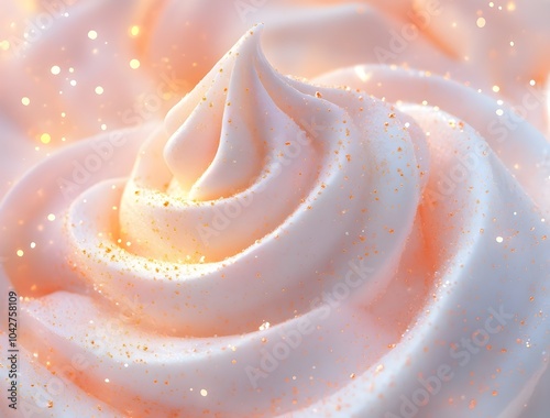 Delicate Swirl of White Ice Cream with Glowing Accents