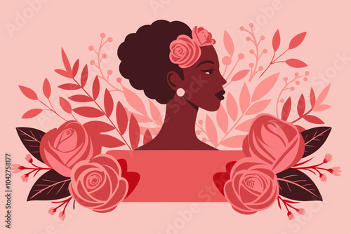 Elegant Floral Woman Portrait: Nature and Feminine Beauty in Harmony. spring history month with a woman s face and flowers.