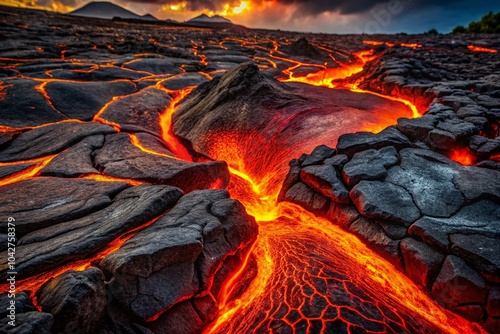 Black and Red Lava Texture Background with Cracks - High Dynamic Range Imagery for Stunning Visuals