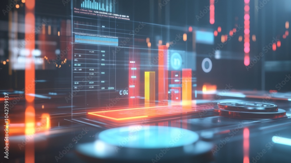 Obraz premium Futuristic Data Visualization with Graphs and Charts