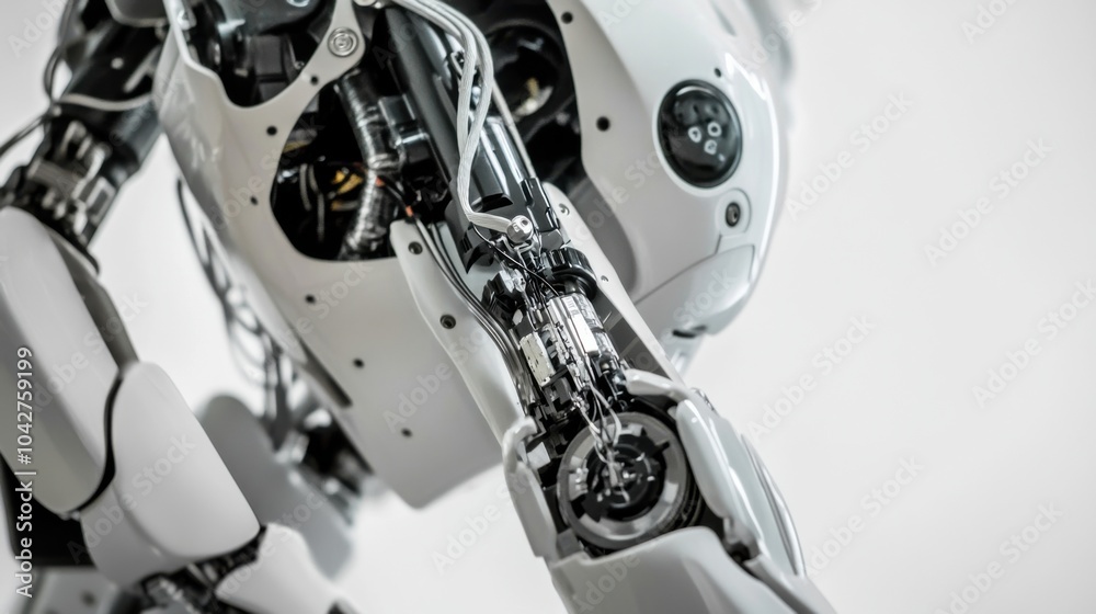 An extreme close-up of a humanoid robot's energy-efficient actuators and motors, showcasing robust mechanical performance and power conservation, Robotics technology style An extreme close-up of a humanoid robot's energy-efficient actuators and motors, showcasing robust mechanical performance and power conservation, Robotics technology style