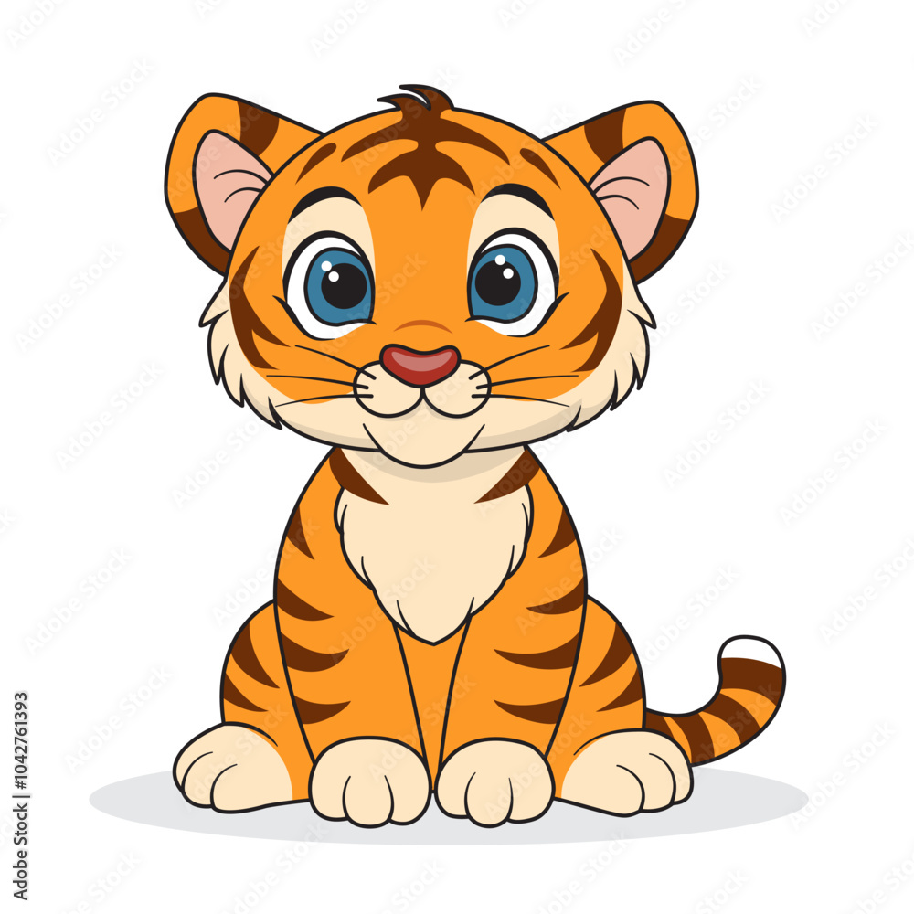 A hand-drawn cute tiger. Isolated on a white background. Vector illustration. A hand-drawn cute tiger. Isolated on a white background. Vector illustration.