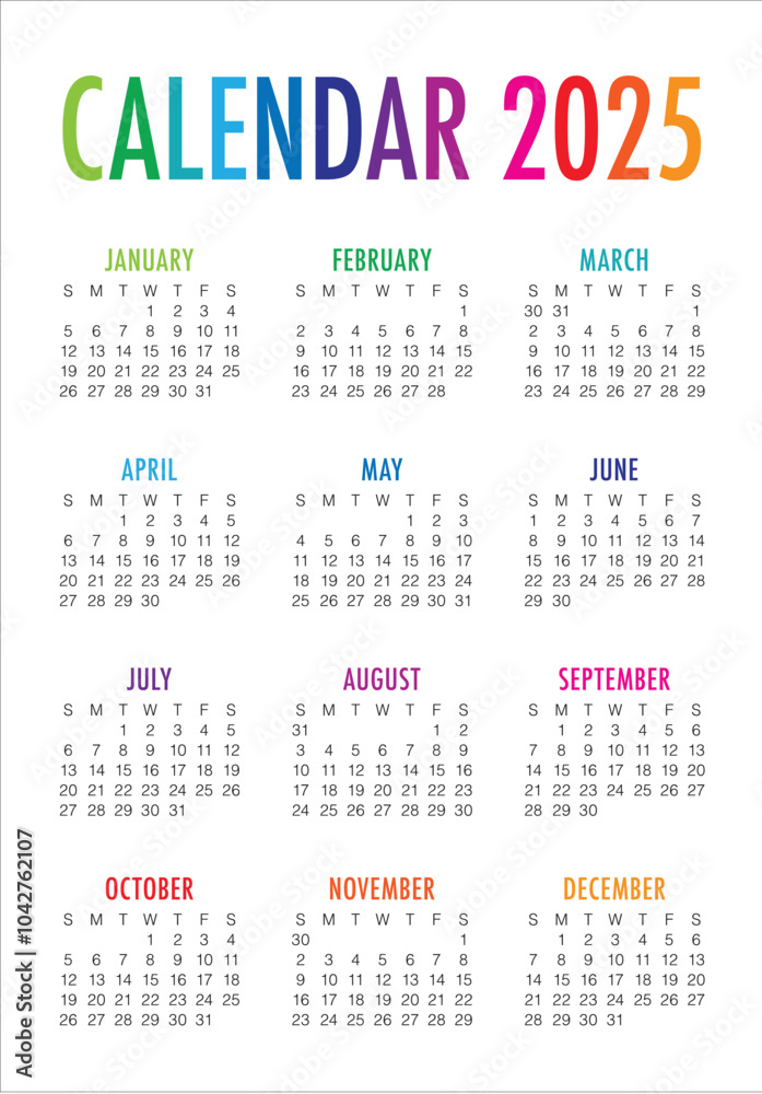 2025 year calendar vector design template 2025 year calendar vector design template