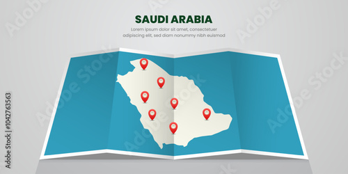saudi arabia map travel with pin tag location design Illustration
