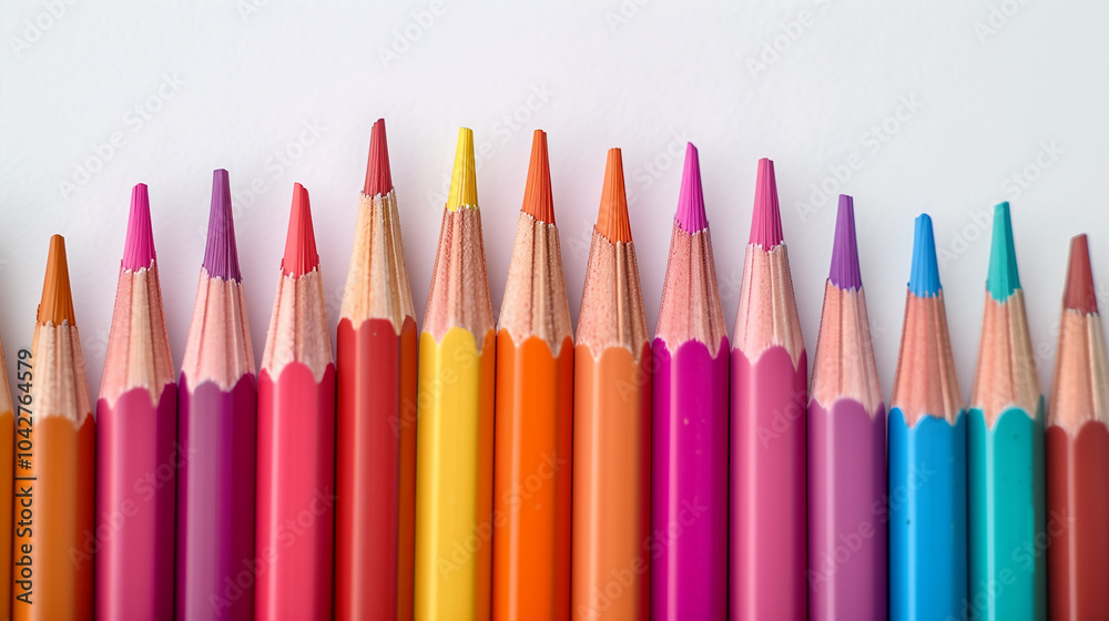 Close-up of Colorful Pencils on White Paper Close-up of Colorful Pencils on White Paper
