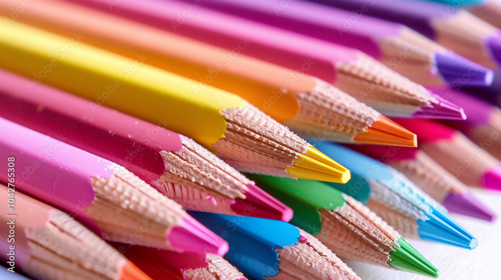 Close-up of Colorful Pencils on White Paper Close-up of Colorful Pencils on White Paper