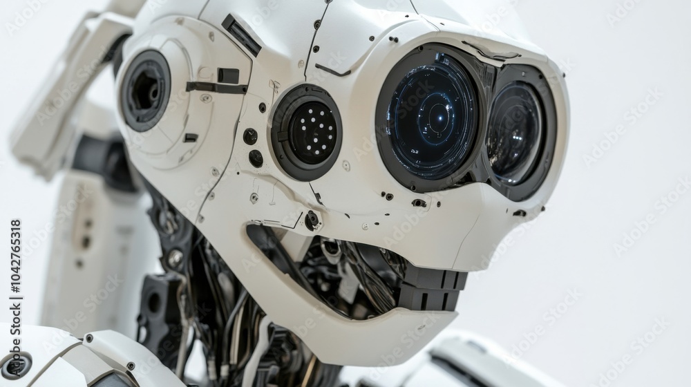 An extreme close-up of a humanoid robot's integrated thermal imaging sensors, showcasing enhanced environmental awareness and temperature detection capabilities, Robotics technology style An extreme close-up of a humanoid robot's integrated thermal imaging sensors, showcasing enhanced environmental awareness and temperature detection capabilities, Robotics technology style