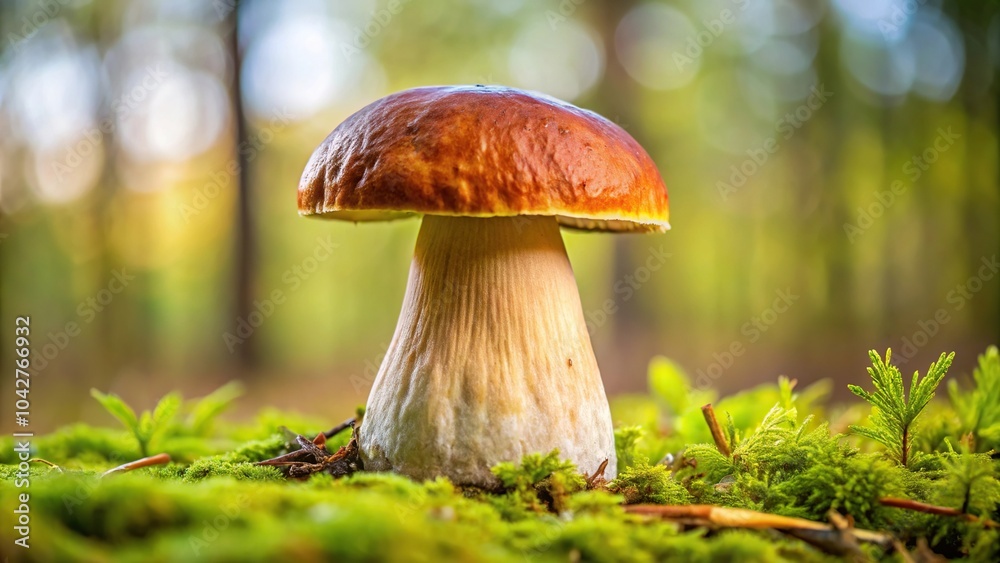 Fototapeta premium Delicious forest mushroom isolated on white background, medium shot