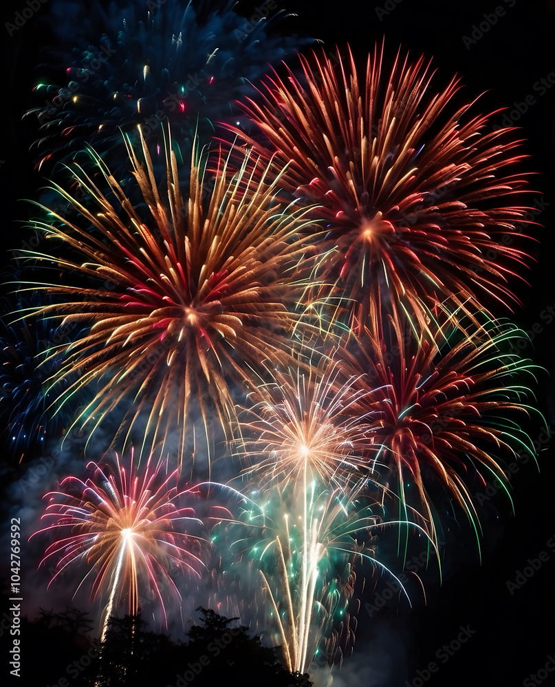 Obraz premium Happy new year celebration with fireworks