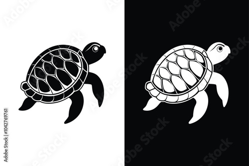 Turtle marine animal icon silhouette. Sea turtle vector illustration design