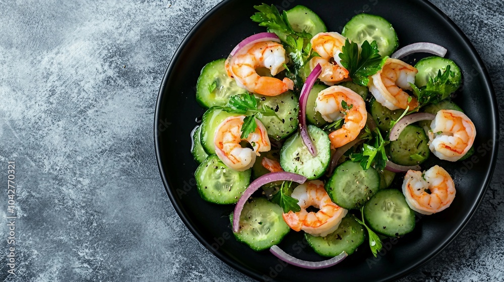 Fresh Shrimp and Cucumber Salad with Red Onion and Parsley Fresh Shrimp and Cucumber Salad with Red Onion and Parsley