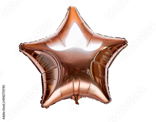 Multicolored and shiny star-shaped party balloon. With white background
