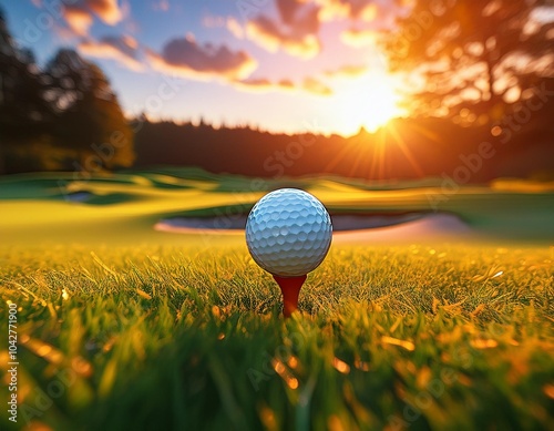 The image represents the sport of golf, a peaceful and serene outdoor activity