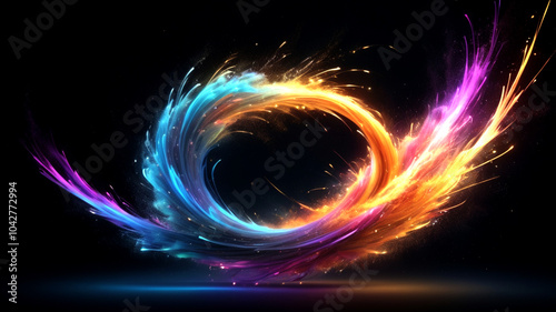 Mesmerizing Abstract Energy Flow Illustration with Vibrant Blue and Orange Glowing Streaks – High-Contrast Digital Art Depicting Dynamic Light and Motion for Futuristic, Cosmic, and Fantasy Themes